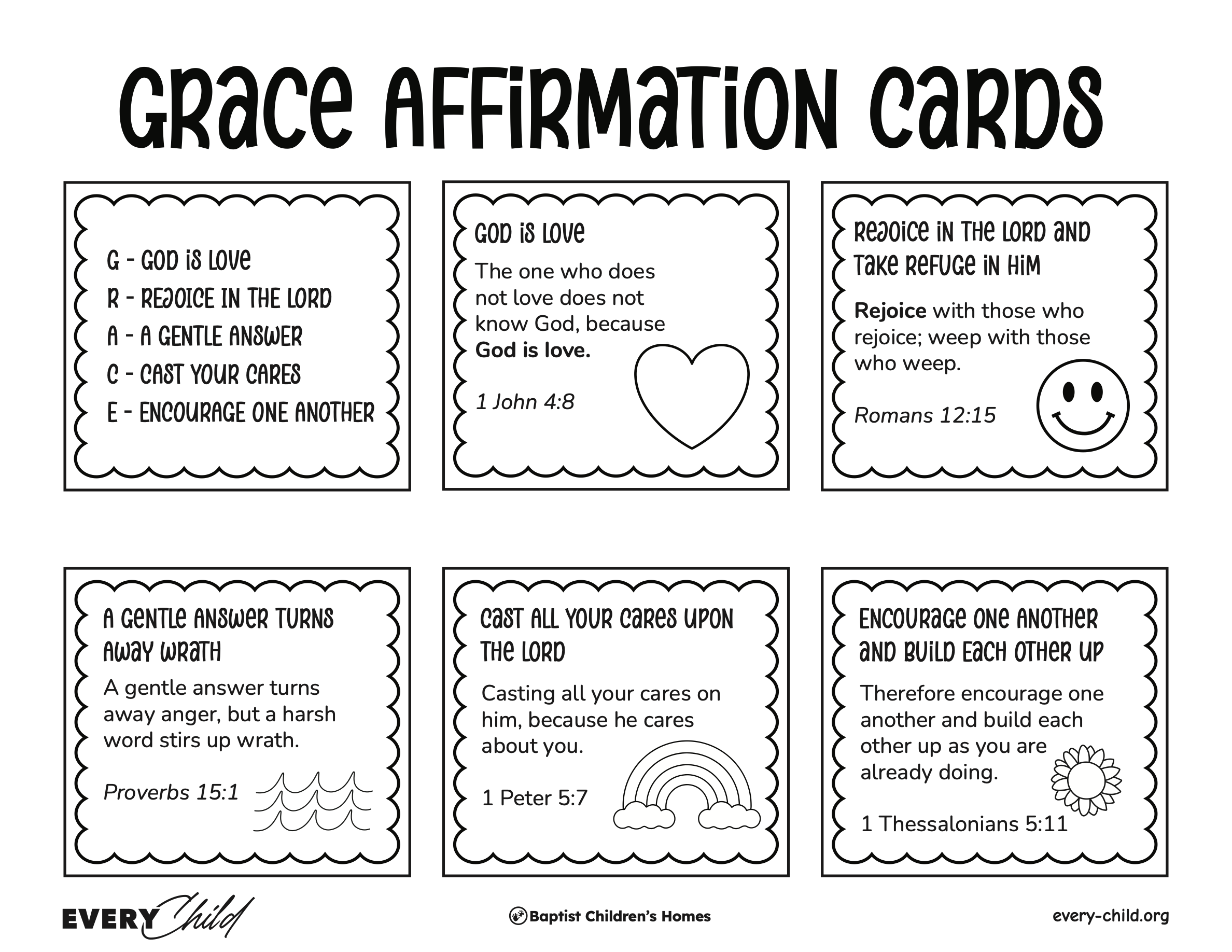 Grace Affirmations Coloring Cards