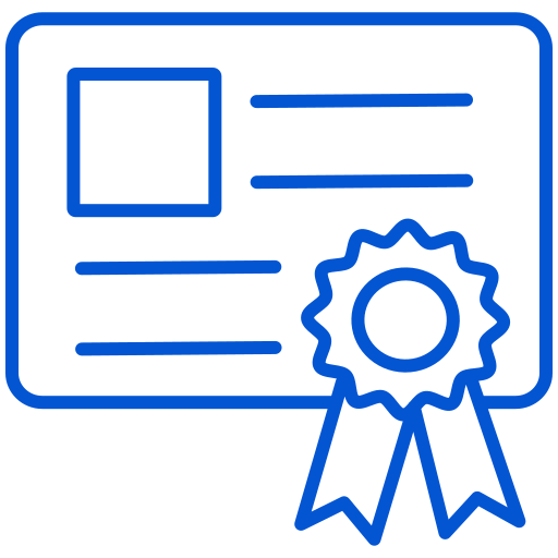 Blue certificate with seal of excellence