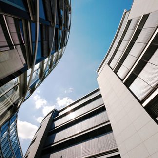 View of looking up at the sky and modern buildings