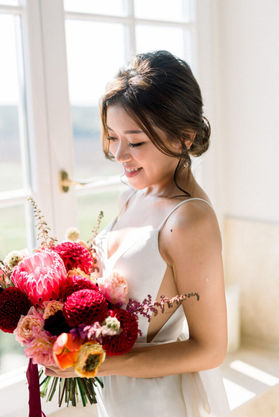 destination wedding Hungary Hong Kong bride Asian bride bridal portrait natural light elegant makeup