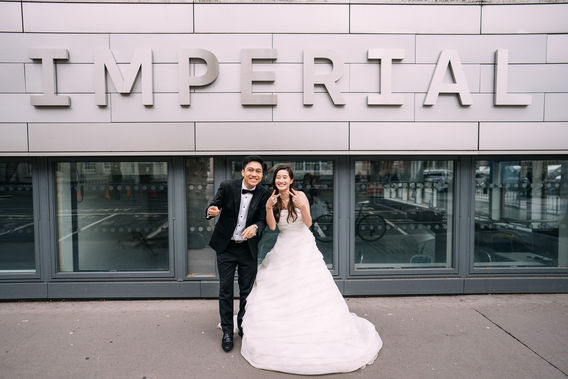 pre wedding photoshoot London Hong Kong couple Imperial building city portrait