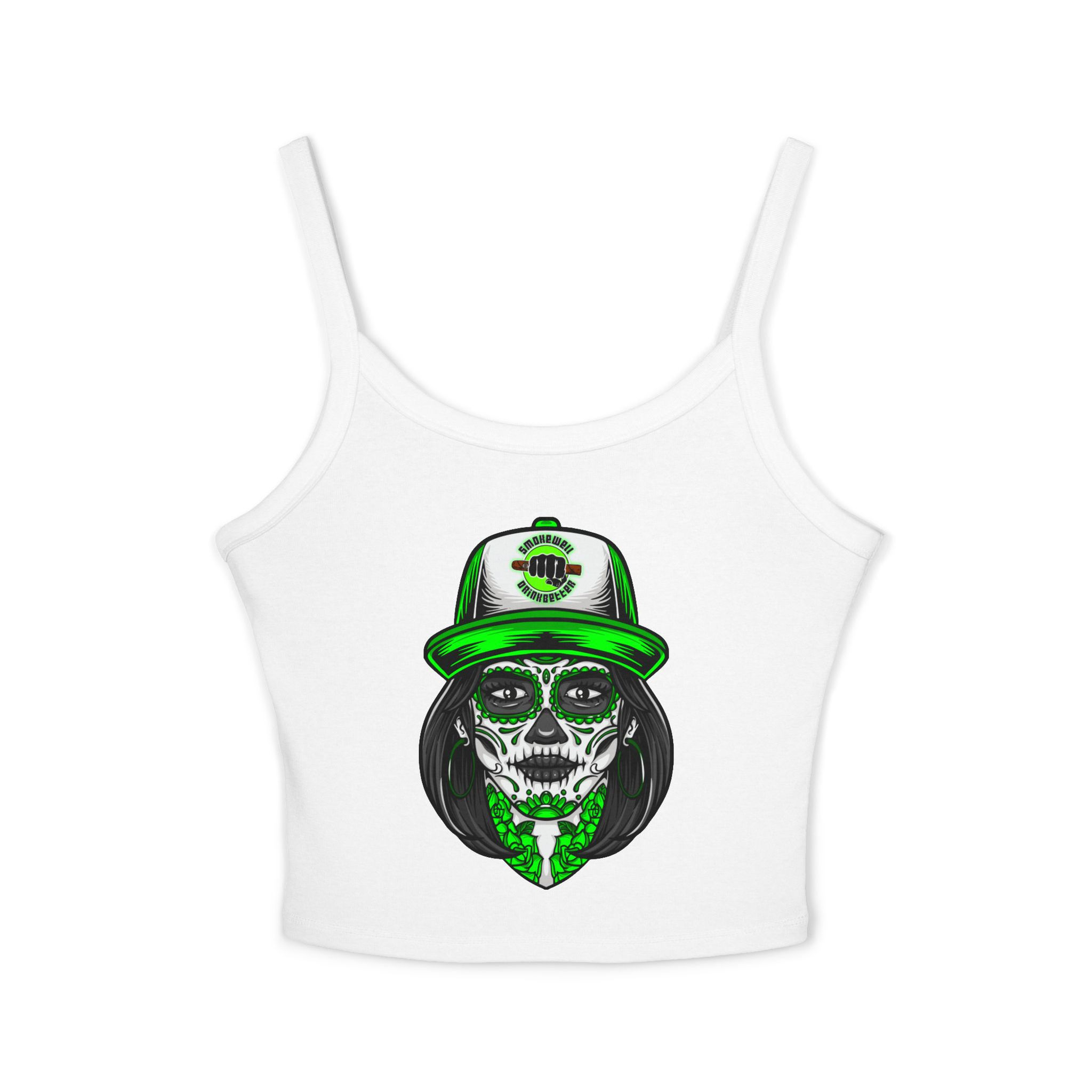 SWDB Neon Sugar Skull Spaghetti Strap Top