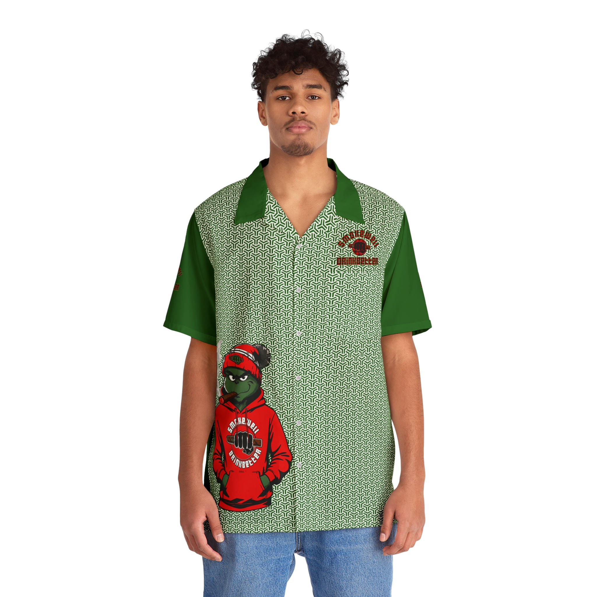 SWDB Smoking Grinch Skull Hawaiian Shirt