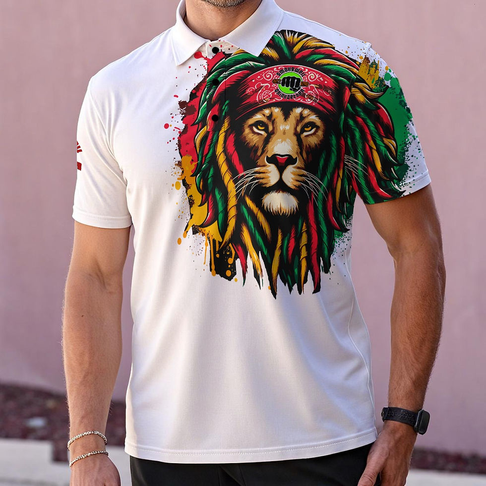Thumbnail: SWDB Loc'd Lion White Men's Polo