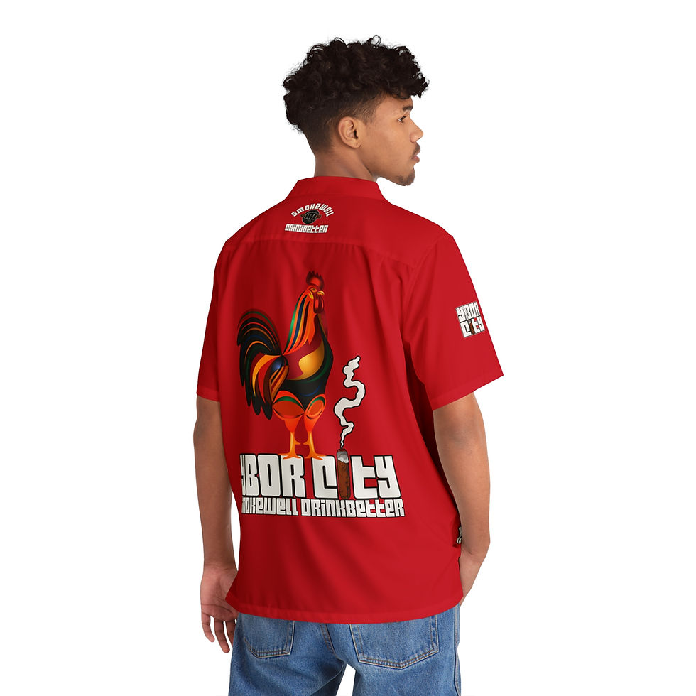 Thumbnail: SWDB YBOR Rooster Red Men's Hawaiian Shirt