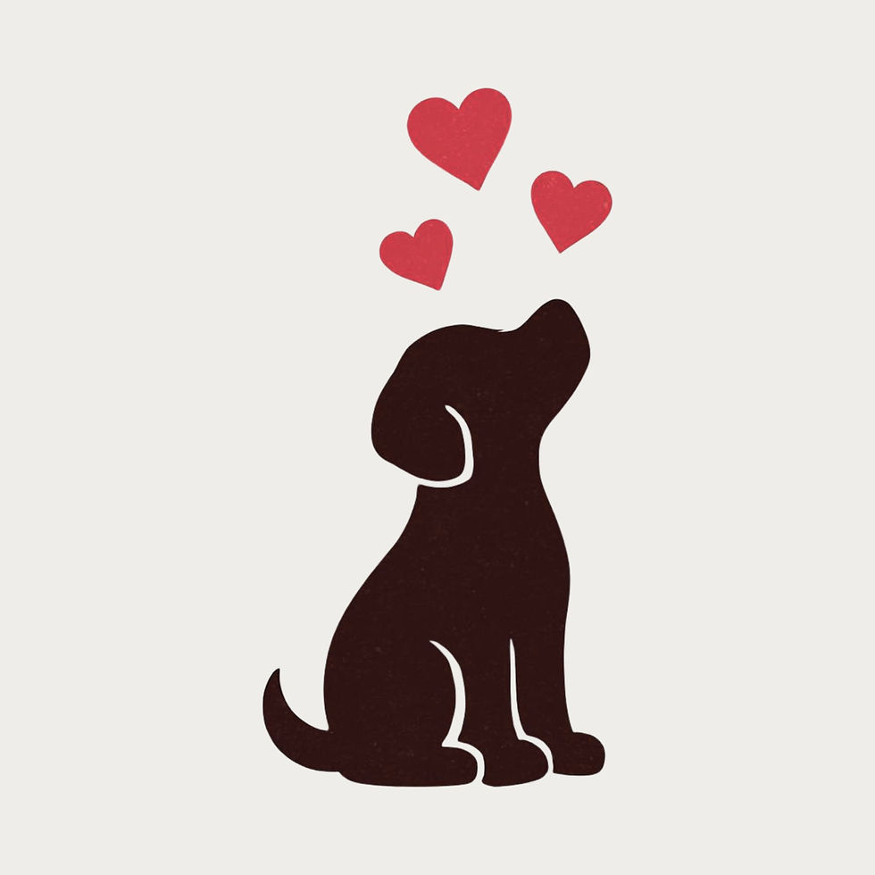 Dog walker West London service showing happy puppy silhouette with hearts