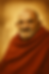 Elderly man with a gentle smile wears a red shawl in a sepia-toned setting. The background is softly blurred with floral patterns.