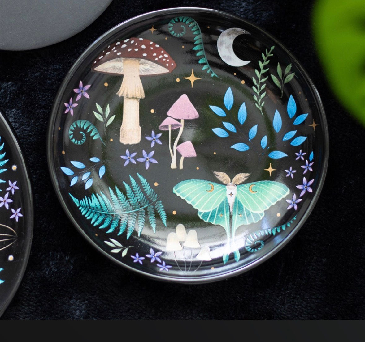 Round Dark Forest Print Trinket Dish