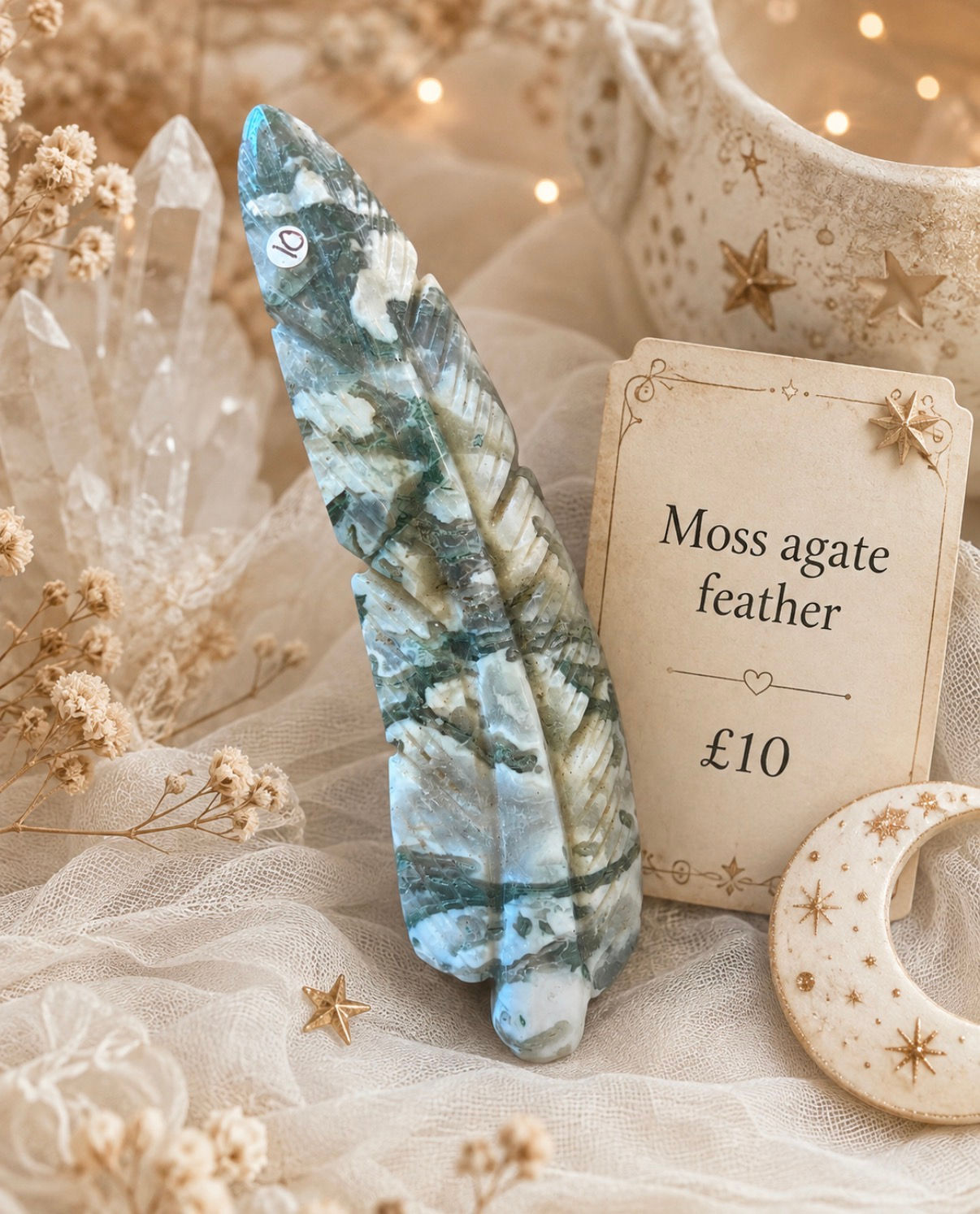 Moss Agate Feather