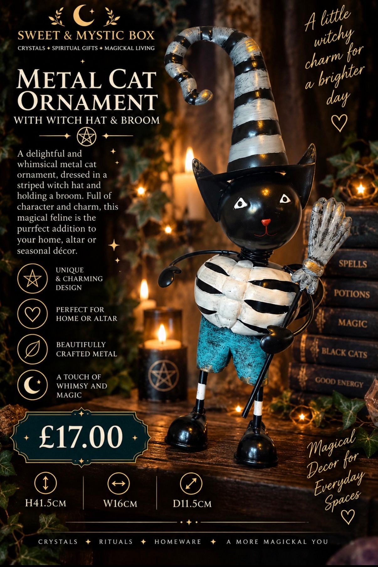 Metal Skeleton Cat Ornament