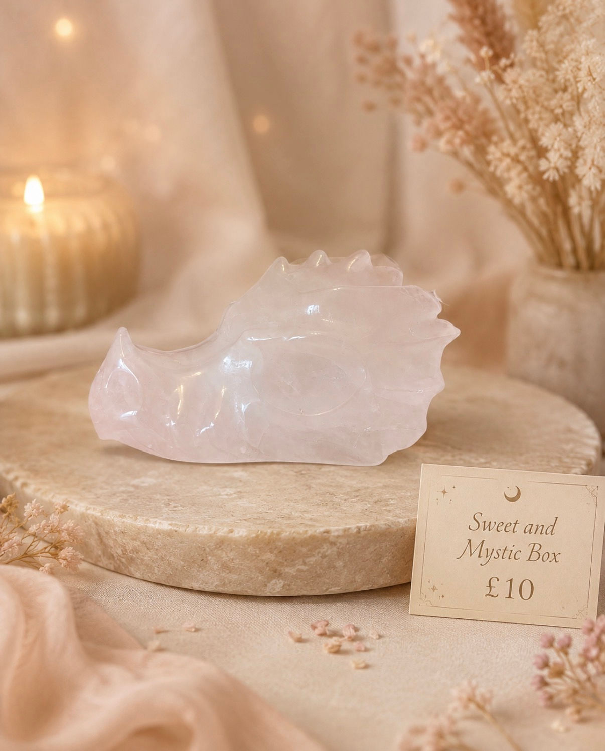 Rose Quartz Dragons Head