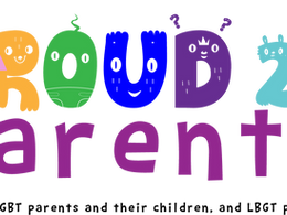 The multi-coloured Proud 2 b Parents logo along with the tagline: A service for LGBT parents and their children, and LGBT parents to be