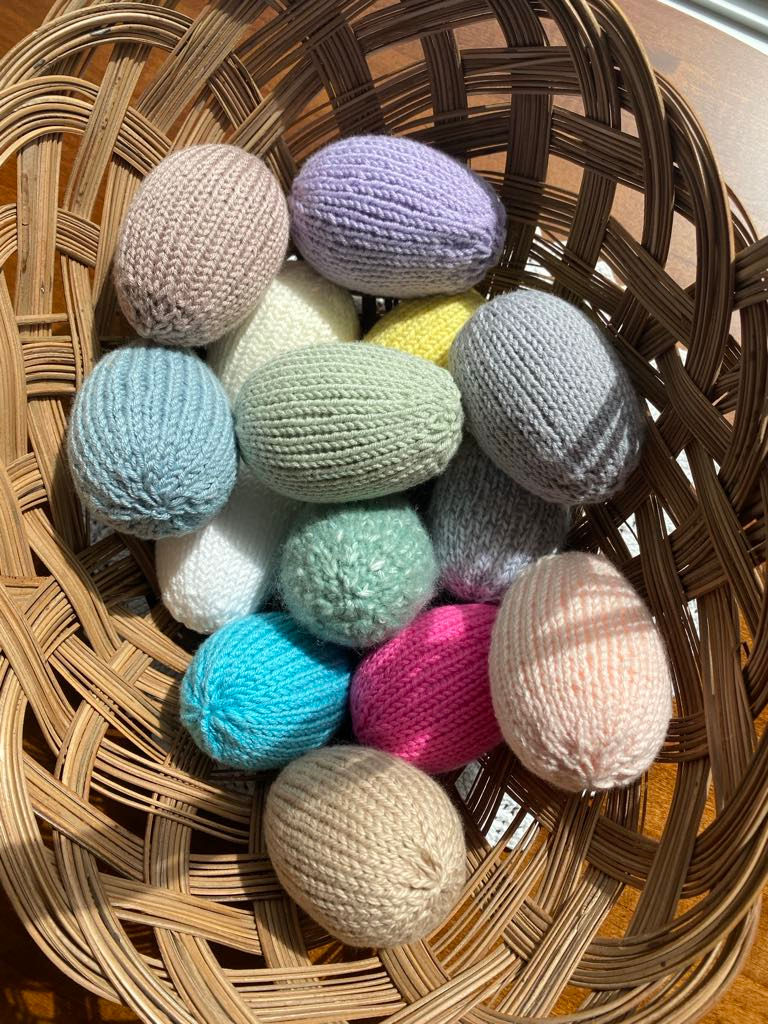 Hand Knit Easter Eggs Basket