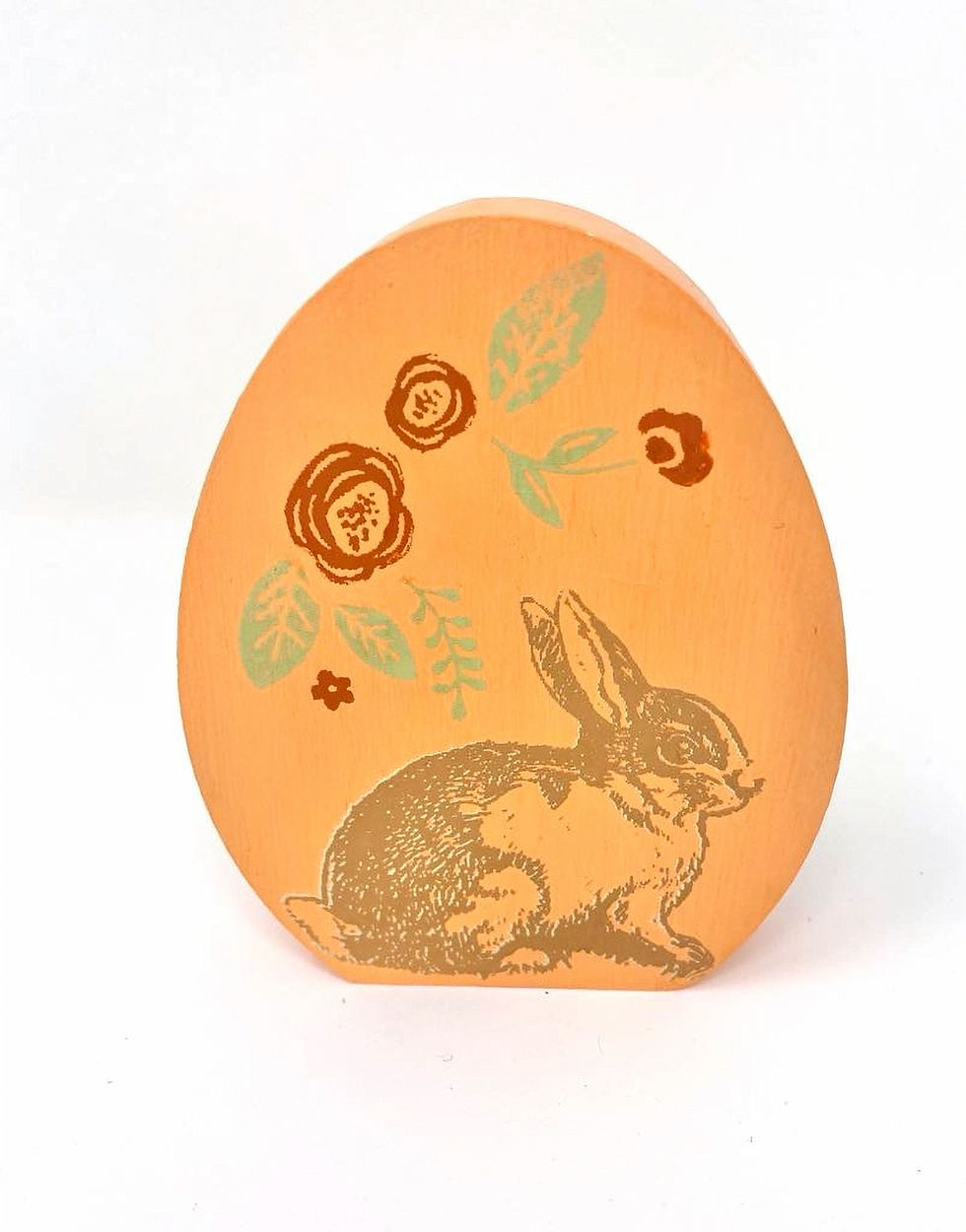 Easter Egg Shelf Sitter Soft Orange with Bunny