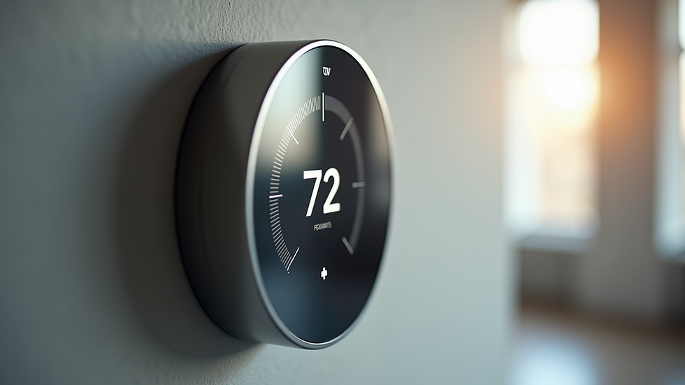 Eye-level view of a modern thermostat on a wall