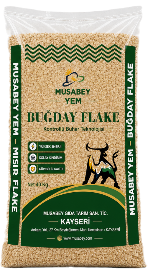 Musabey Kayseri mısır flake ve buğday flake yem çuvalı
