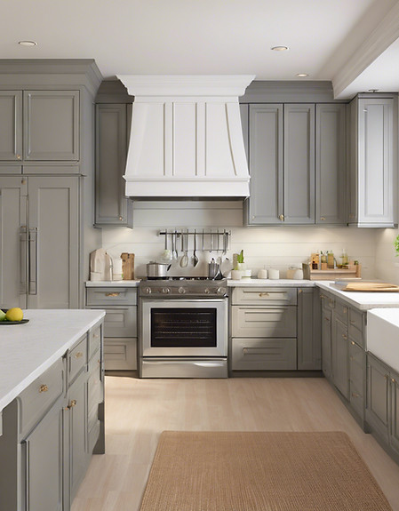 Classic economical kitchen with white gr