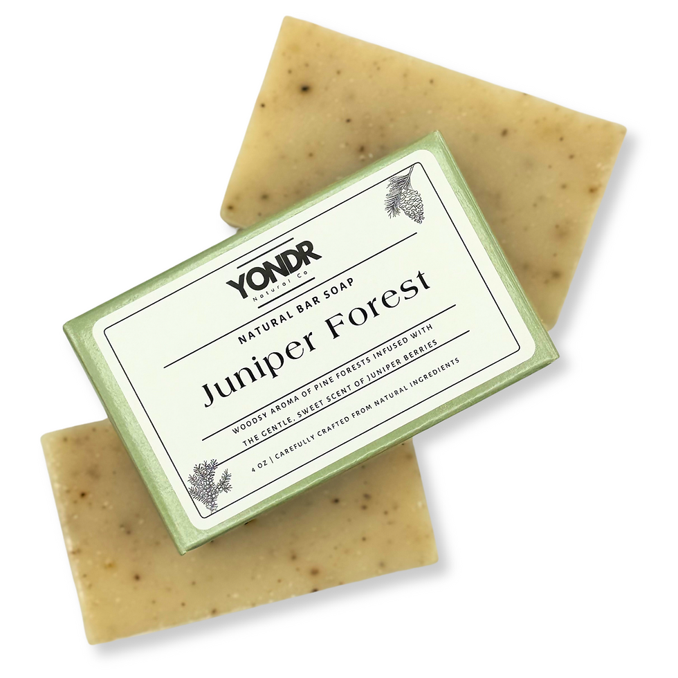 Yondr Natural Co. Juniper Forest Natural Bar Soap. Highlighting the luxurious texture and rich, woodsy scent.