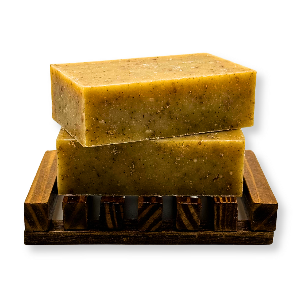Yondr Natural Co. Clove & Oatmeal Natural Bar Soap. Featuring the rich, cozy texture with visible oatmeal and clove bits.