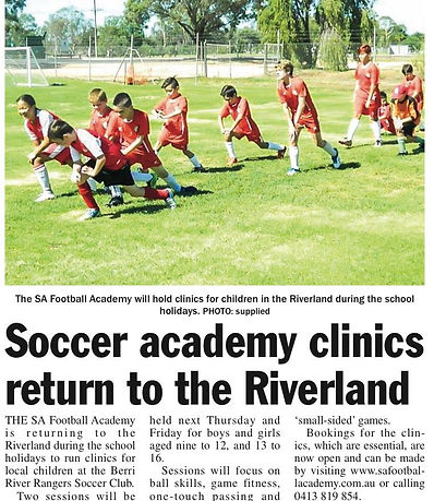 SA Football Academy Soccer news article