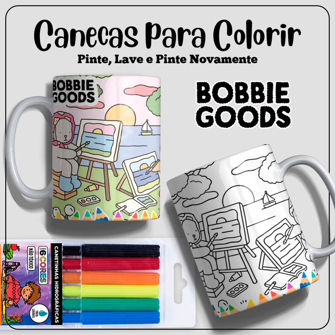 Canecas para Colorir - BOBBIE GOODS + Canetinhas