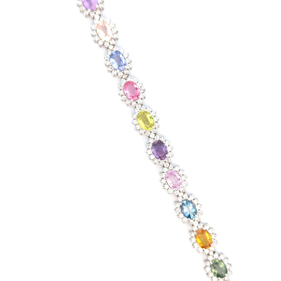Thumbnail: Colored Sapphire Halo Bracelet (#10882)