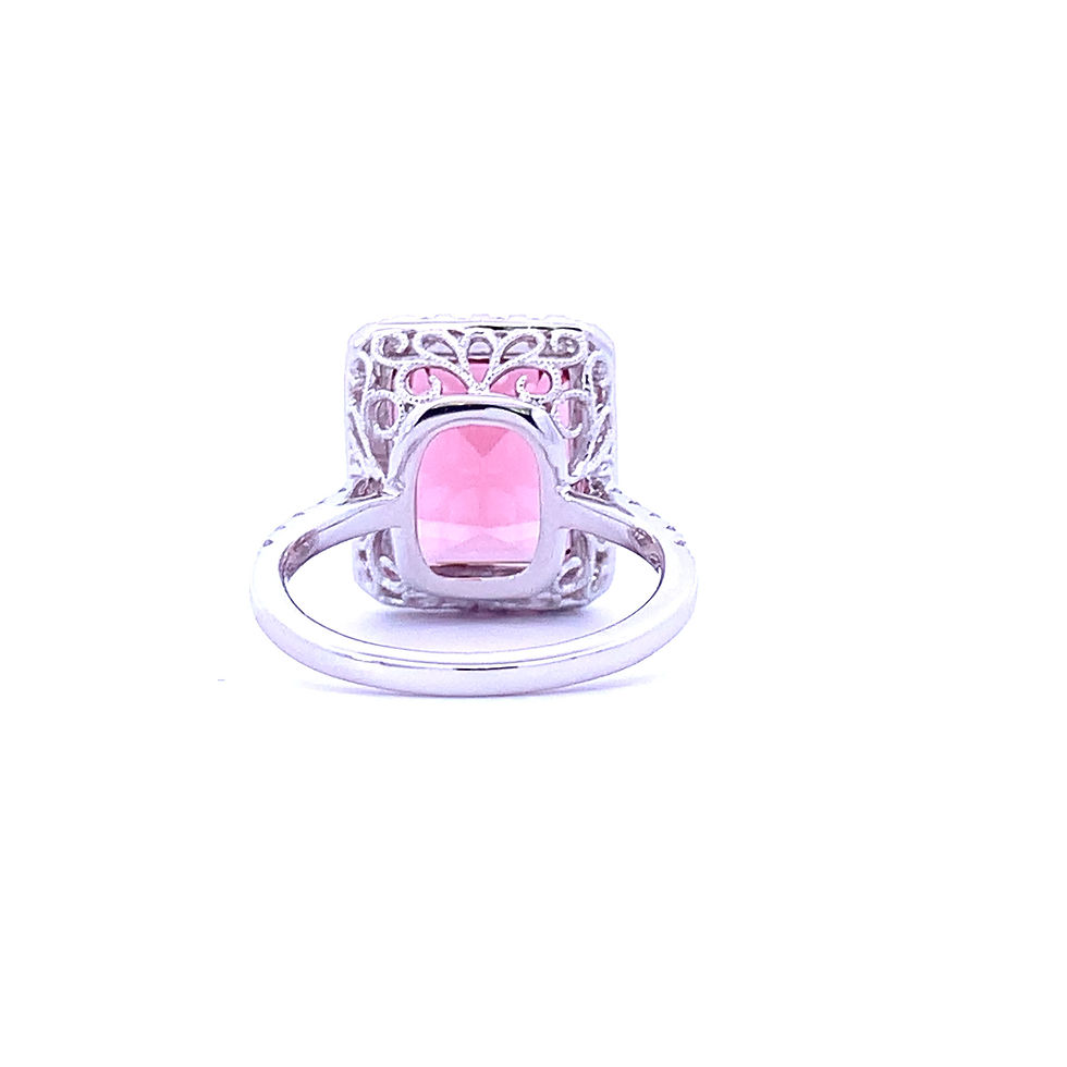 Thumbnail: Pink Tourmaline Halo Ring (#18250)