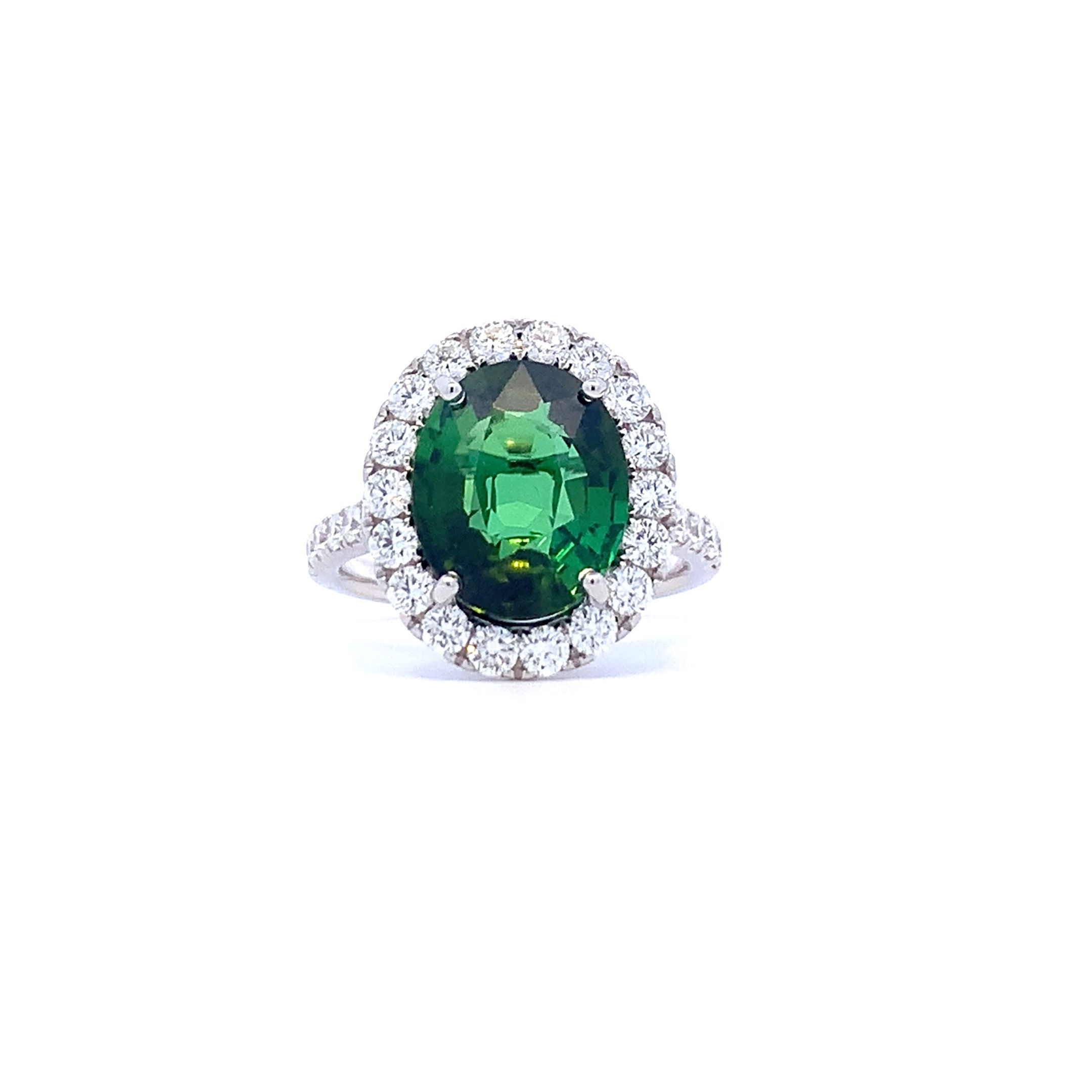 Halo Green Tourmaline Ring (#18117)