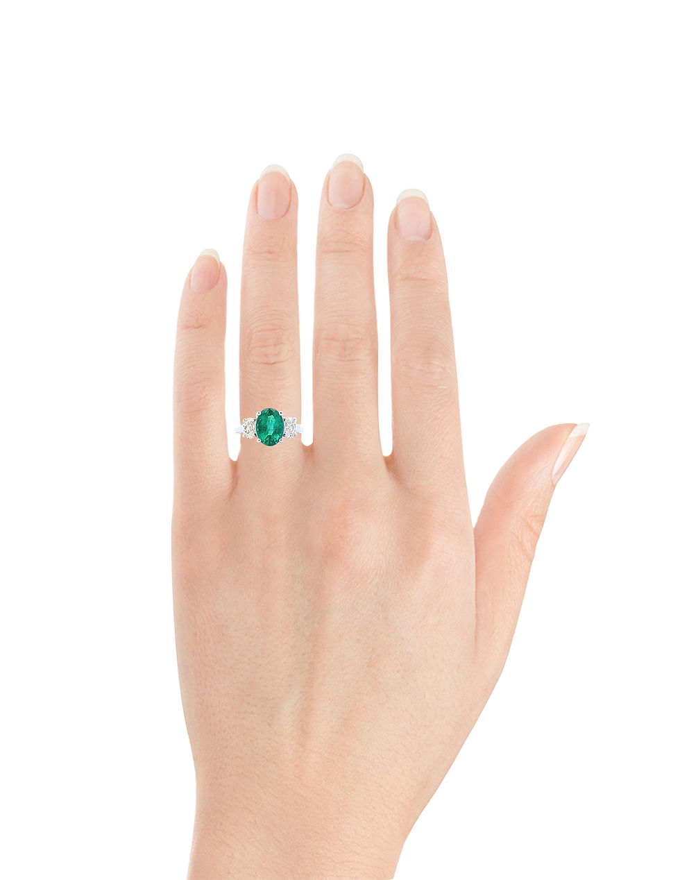 Thumbnail: Three Stone Emerald Ring (#18012)
