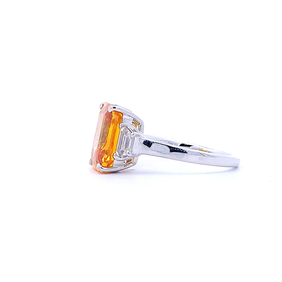 Thumbnail: Three Stone Yellow Sapphire Ring (#17935)