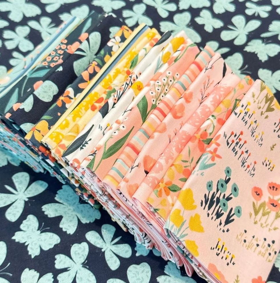 Thumbnail: Poppie Cotton Painted Blossoms 5" squares
