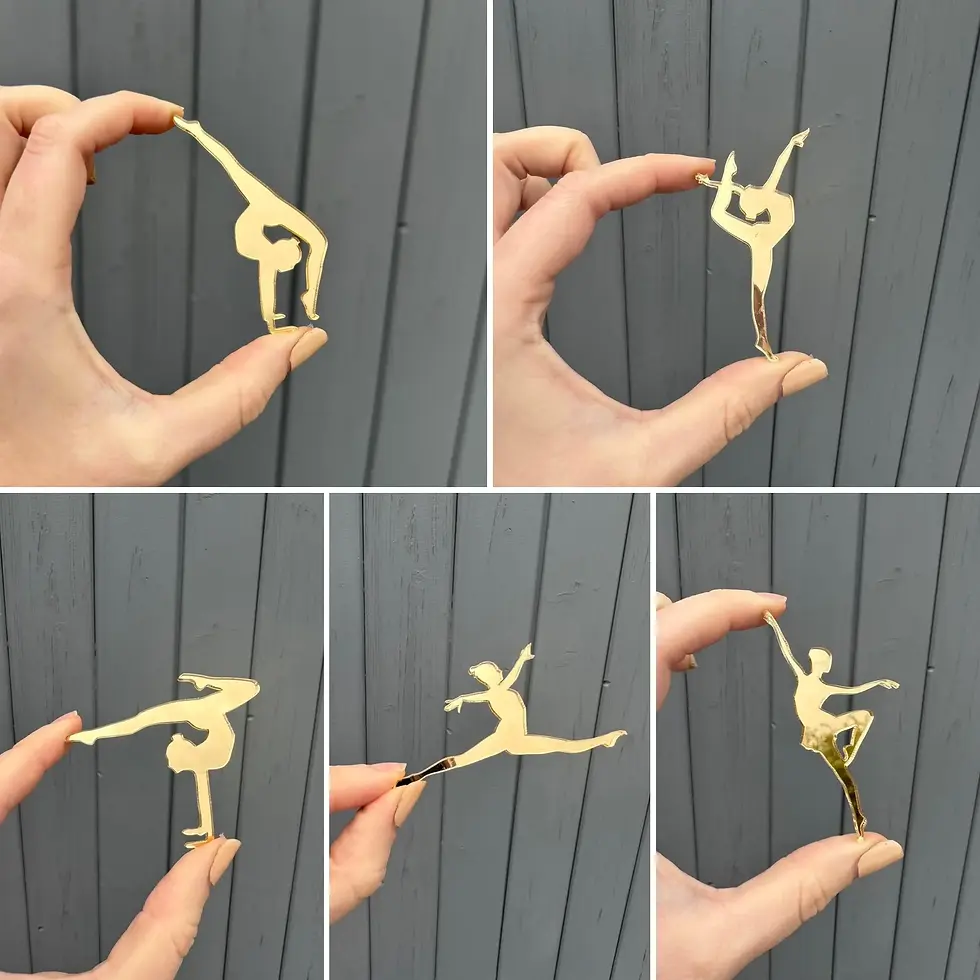 Thumbnail: Collection of five small golden figures in various dance or gymnastic poses