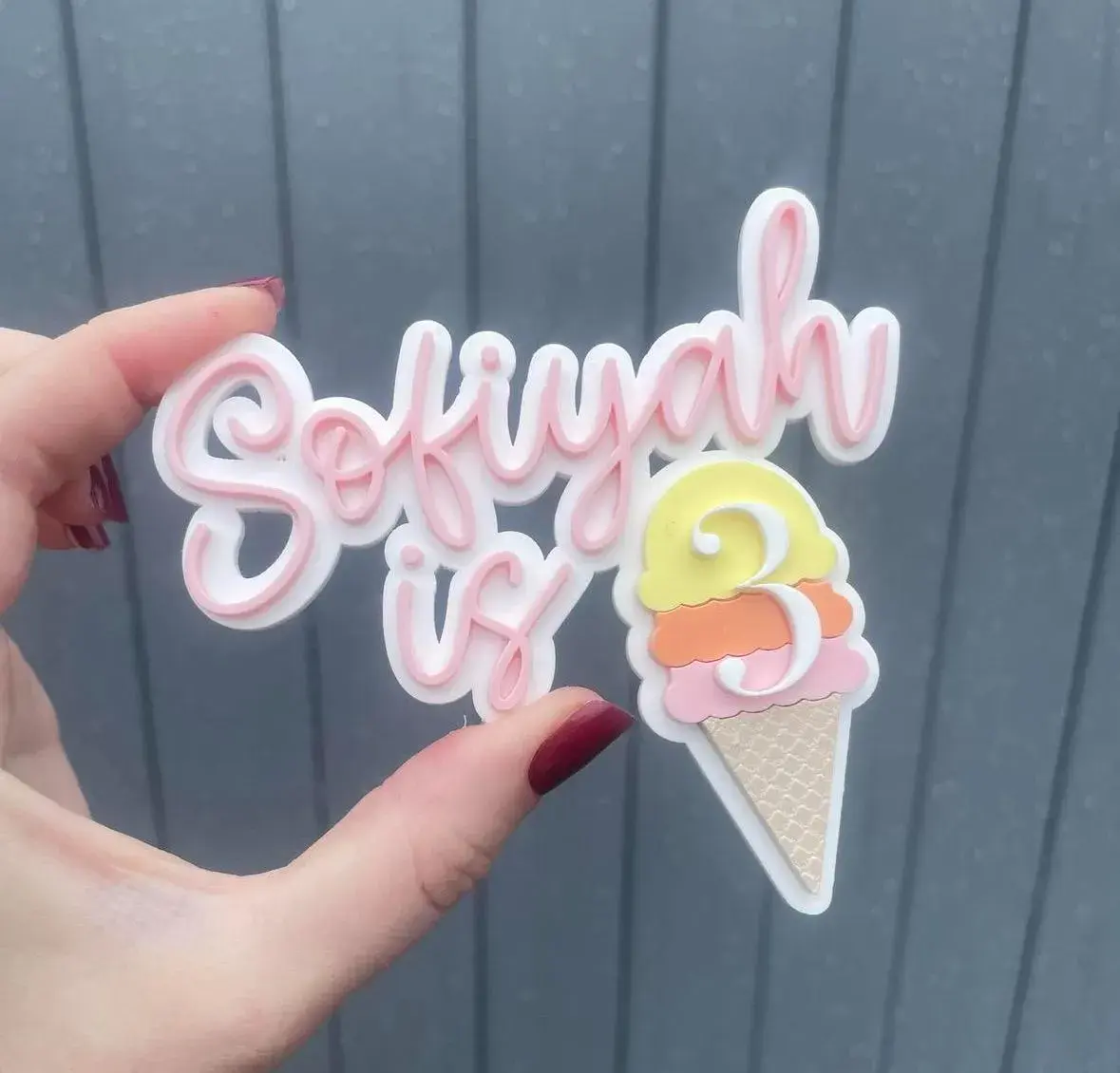Sofiyah is 3 ice cream cutout