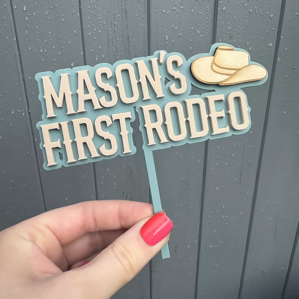 Thumbnail: Mason's First Rodeo cake topper with cowboy hat