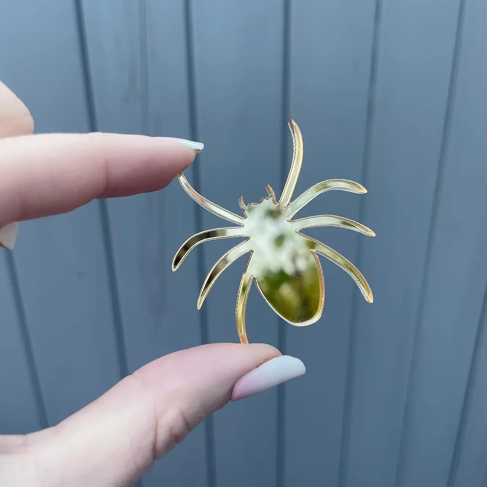 Thumbnail: Fingers holding a yellowish-green spider decoration.