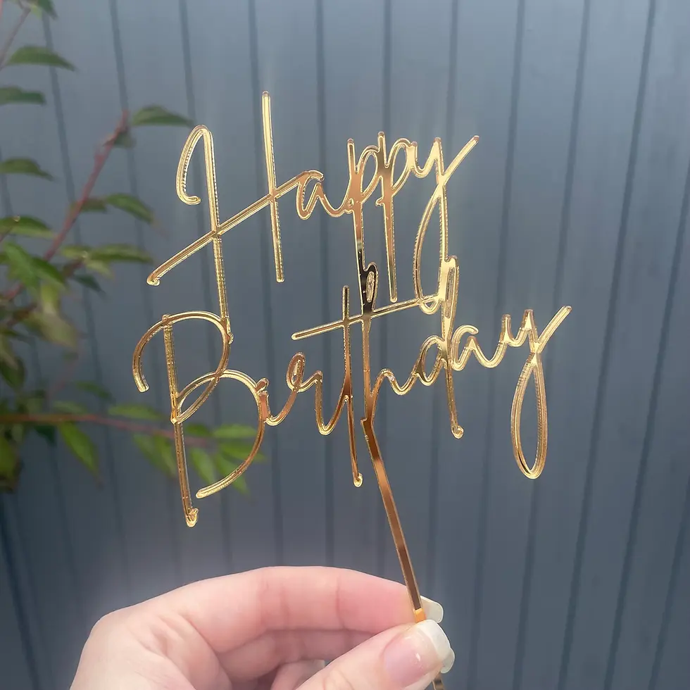 Thumbnail: Gold 'Happy Birthday' cake topper