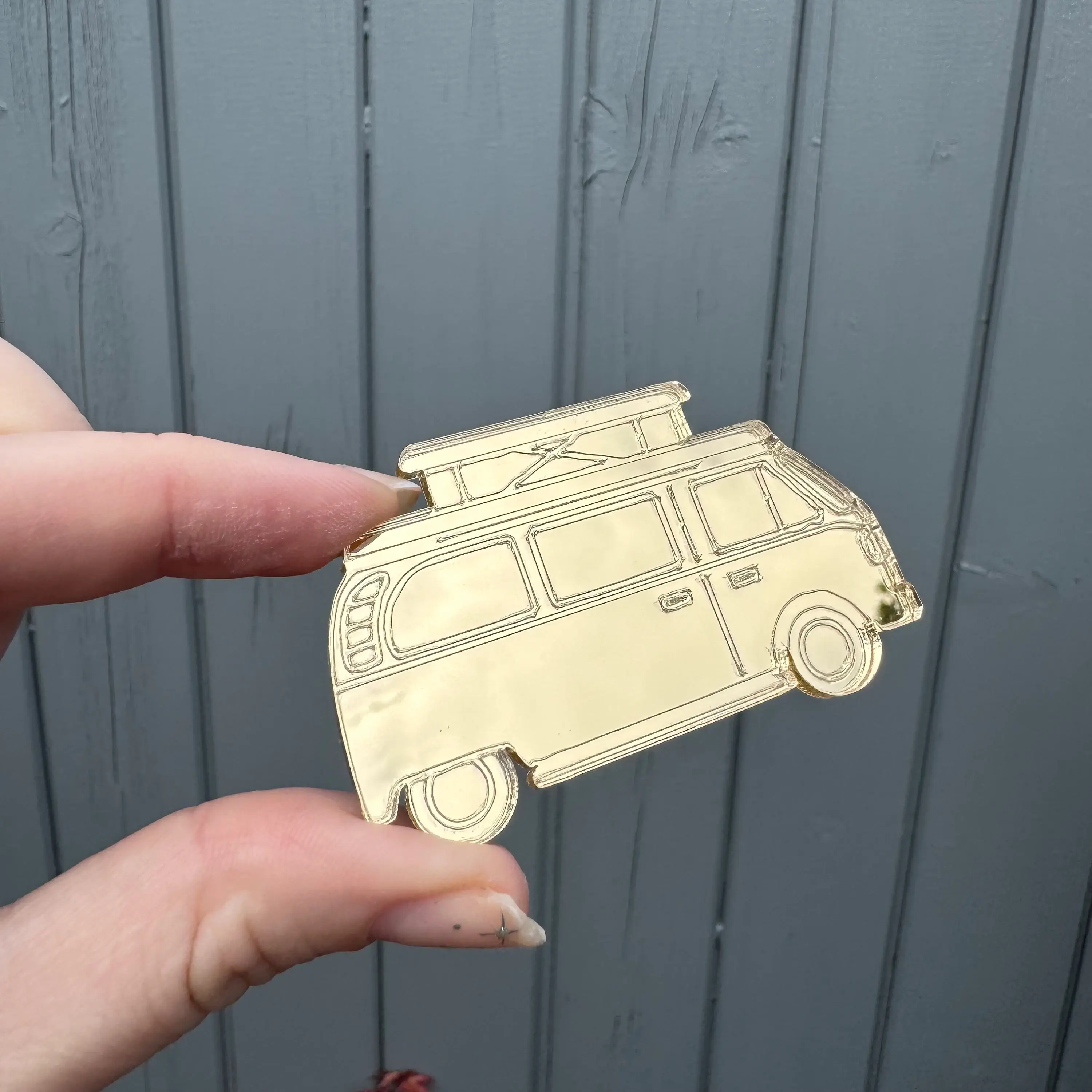 Gold camper van pin