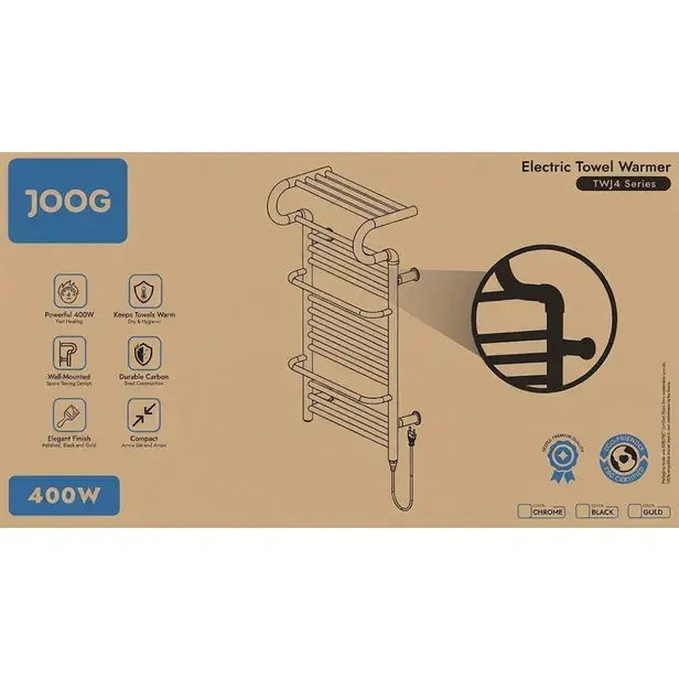 Miniatura: Toallero eléctrico Joog TWJ4 de 400 W y 110 V, color dorado.