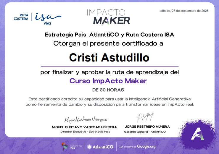 Curso Impacto Maker, para el uso de inteligencia artificial para generar ideas de cambio