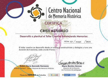 Participación en el taller "Entretejiendo Memorias" realizado del 3 al 7 de mayo de 2021,