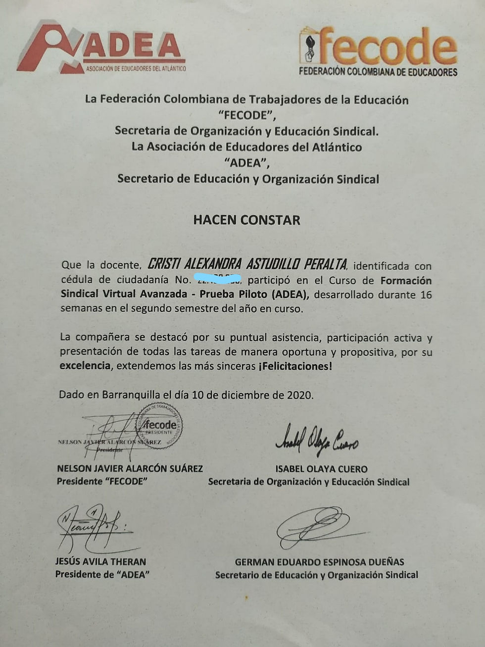 Curso de formación sindical