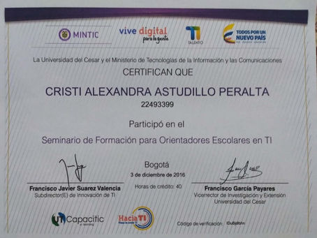 MINTIC-Seminario de Formación para Orientadores Escolares en TI. 2016