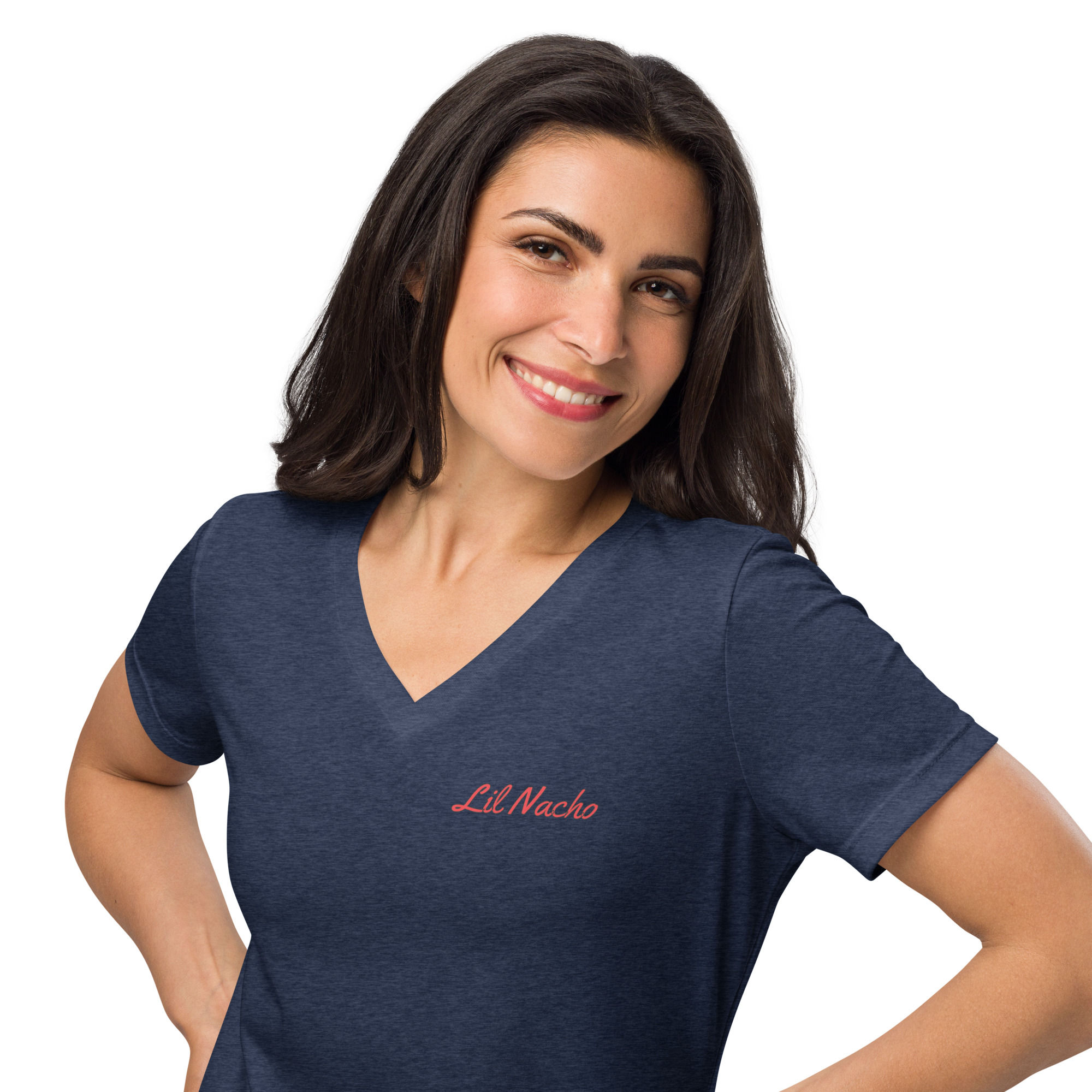 Original Lil Nacho Against Negativity Women’s Relaxed V-Neck T-Shirt dark Colors