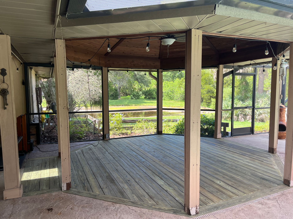 Residential wood deck and covered outdoor living space installation Brevard County FL