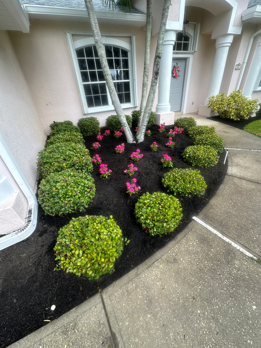 Decorative shrub and flower bed installation at a residential property in Brevard County FL