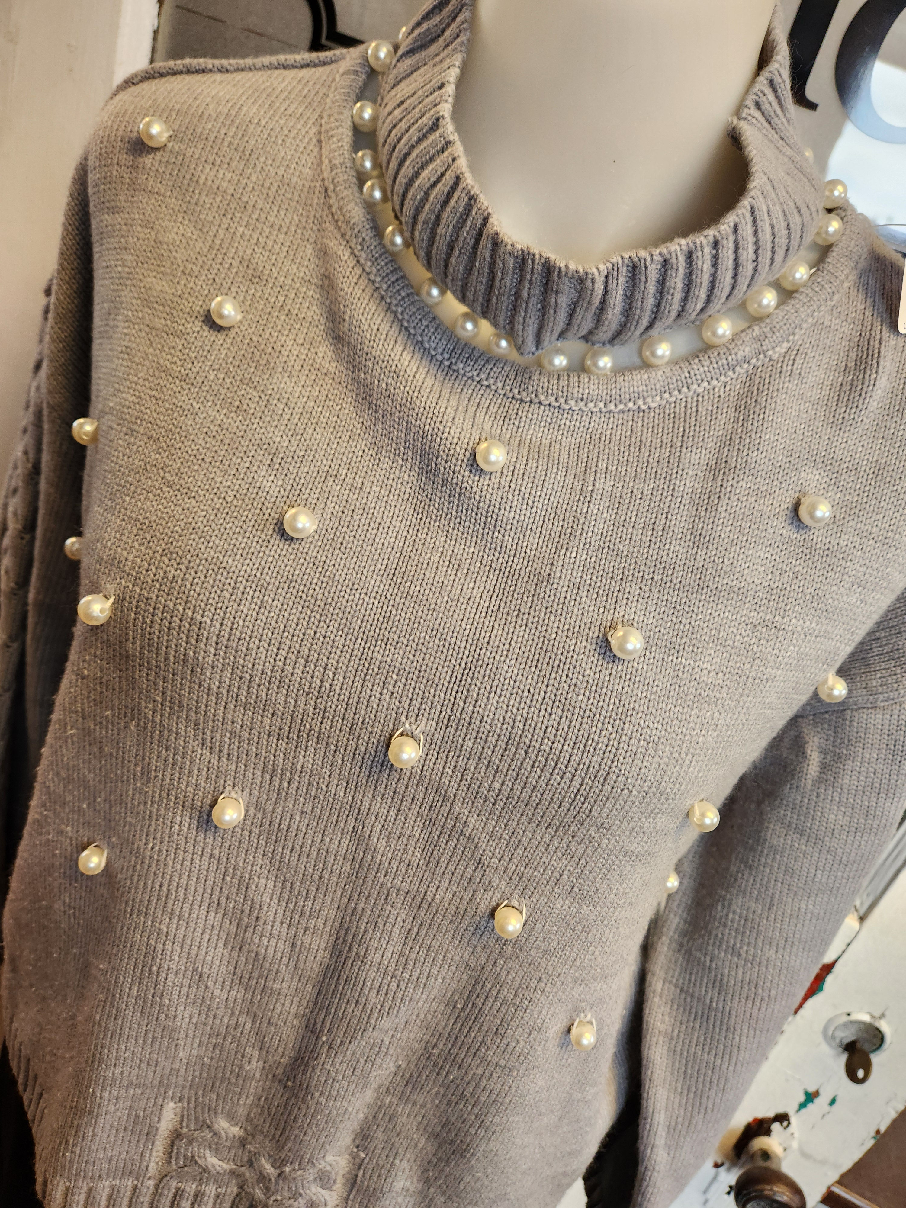Cliche Pearl Mock Neck Sweater 