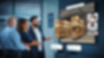 Meeting in virtual environmet on tv screen with 3d elements popping out