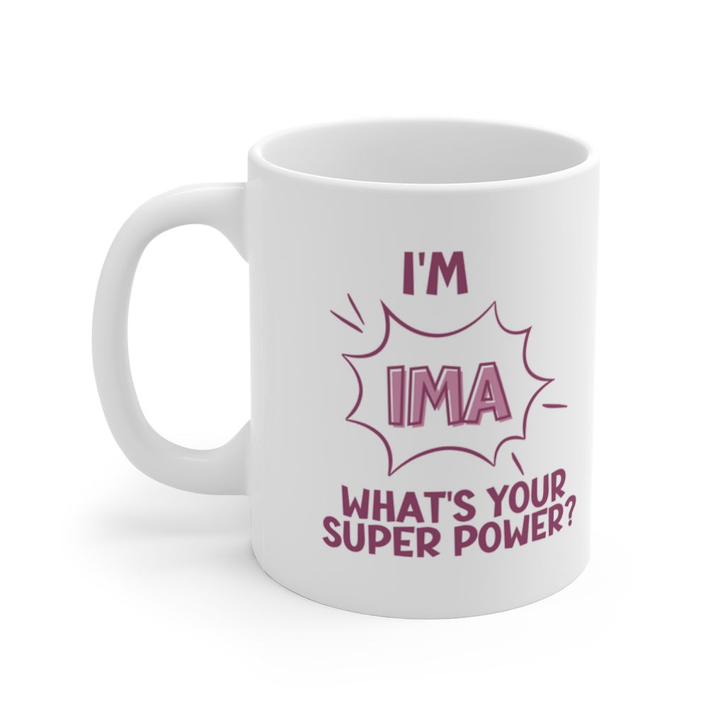 Hebrew Super Hero Mug for Ima, Jewish Mom Mug Gift