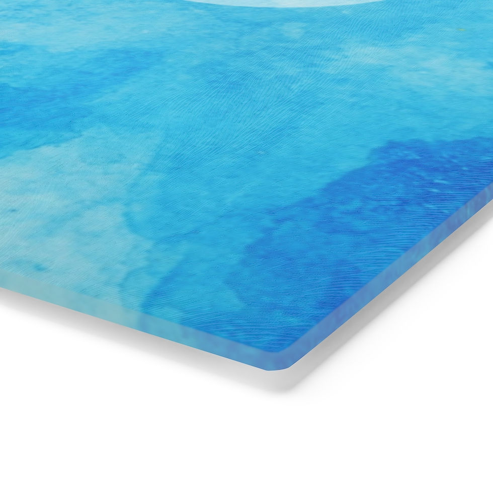 Thumbnail: Personalized Blue Tie Dye Rectangular Tempered Glass Seder Plate