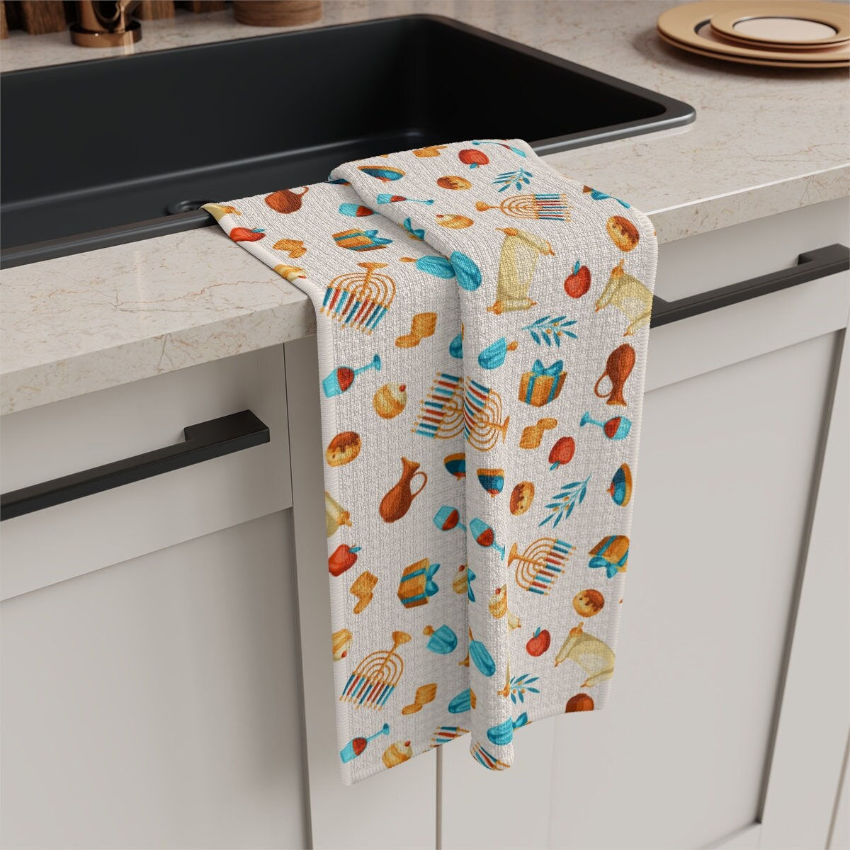 Hanukkah Soft Tea Towel, Hanukkah Kitchen Towel, Hanukkah Towel, Hanukkah Gifts
